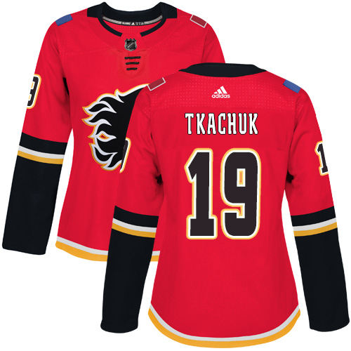 Adidas Calgary Flames #19 Matthew Tkachuk Red Home Authentic Women Stitched NHL Jersey